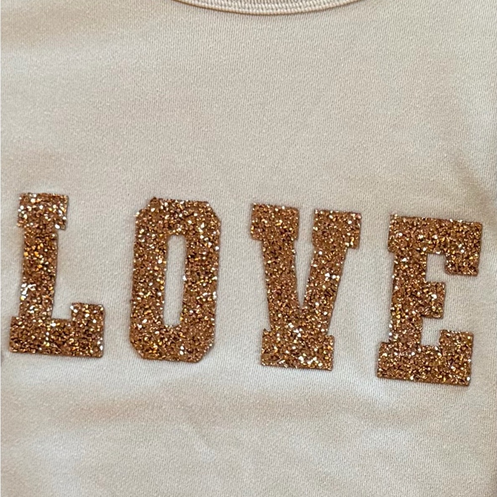 Torrid Cream/Gold Glitter 'LOVE' Sweatshirt